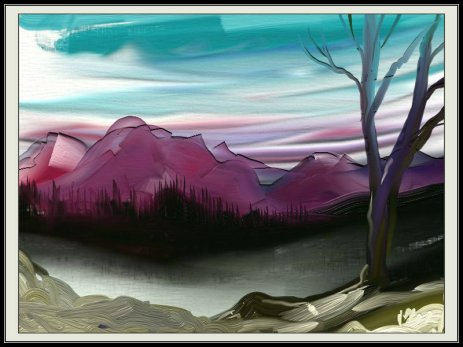 digital painting of hills